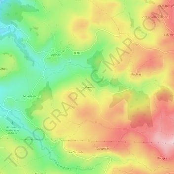 Carte topographique Le Cayrac, altitude, relief