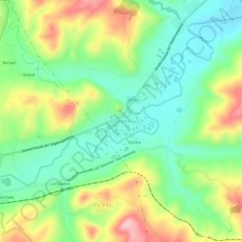 Carte topographique Taccoli, altitude, relief