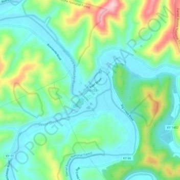 Carte topographique Oneida, altitude, relief