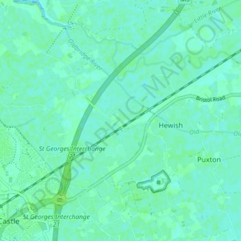 Carte topographique West Hewish, altitude, relief