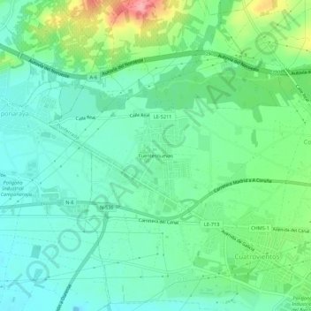Carte topographique Fuentesnuevas, altitude, relief