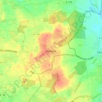Carte topographique Wittkiel, altitude, relief