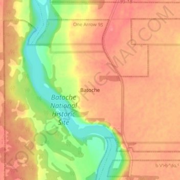 Carte topographique Batoche, altitude, relief