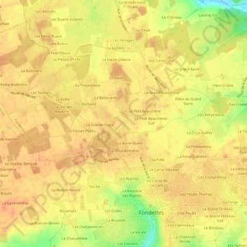 Carte topographique La Brosse, altitude, relief