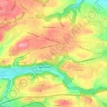Carte topographique Le Vion, altitude, relief