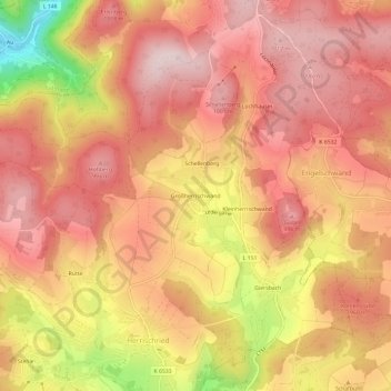 Carte topographique Großherrischwand, altitude, relief