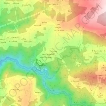 Carte topographique Vigo, altitude, relief