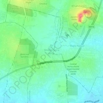 Carte topographique Shreekhetra Vihar, altitude, relief