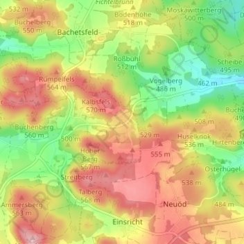 Carte topographique Höfling, altitude, relief