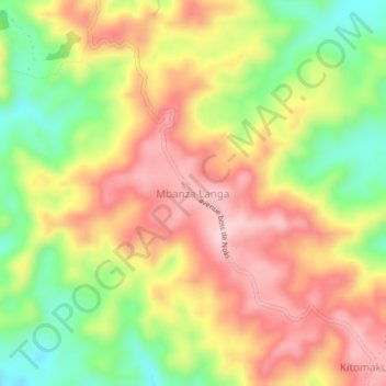 Carte topographique Mbanza Langa, altitude, relief
