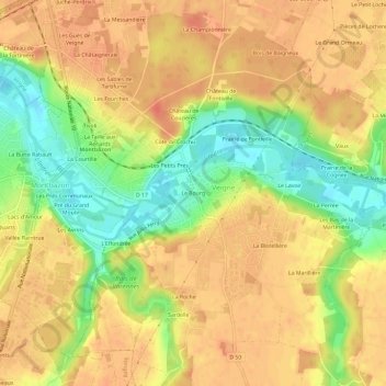 Carte topographique Le Bourg, altitude, relief