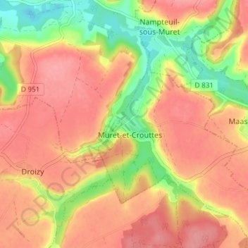 Carte topographique Muret, altitude, relief