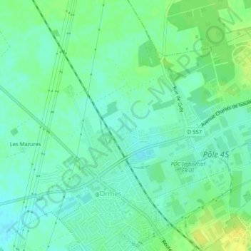 Carte topographique Les Chabasses, altitude, relief