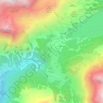 Carte topographique Maloja, altitude, relief
