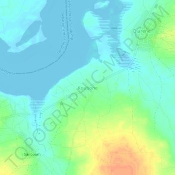 Carte topographique Koubone, altitude, relief