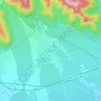 Carte topographique Bagrakote, altitude, relief