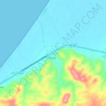 Carte topographique La Jota, altitude, relief