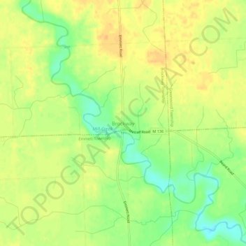 Carte topographique Brockway, altitude, relief
