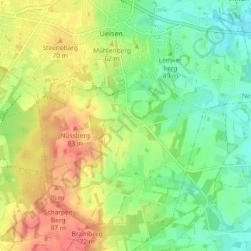 Carte topographique Höcklenkamp, altitude, relief