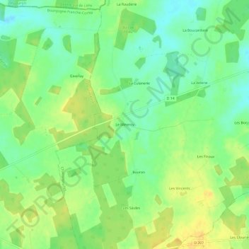Carte topographique Le Mineroy, altitude, relief