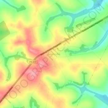 Carte topographique Ivailândia, altitude, relief