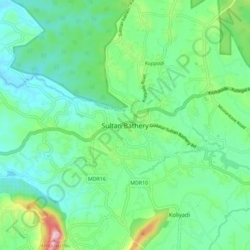 Carte topographique Sultan Bathery, altitude, relief