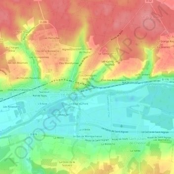 Carte topographique Les Verts Manteaux, altitude, relief