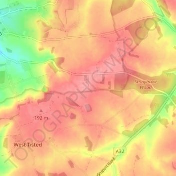 Carte topographique Monkwood, altitude, relief