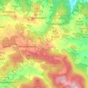 Carte topographique Hetzenbach, altitude, relief