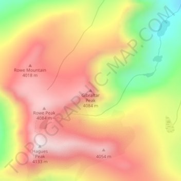 Carte topographique Gibraltar Peak, altitude, relief