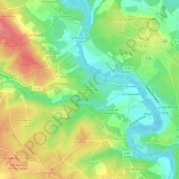 Carte topographique Le Marquizeau, altitude, relief