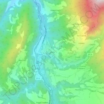 Carte topographique Saletta, altitude, relief