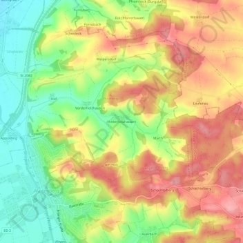 Carte topographique Hinterholzhausen, altitude, relief