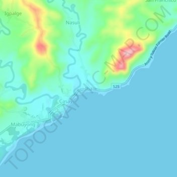 Carte topographique Iba, altitude, relief