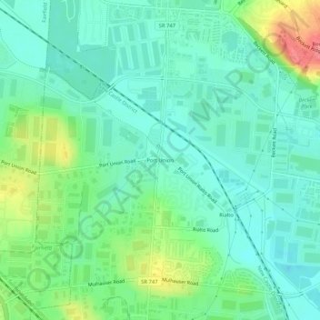 Carte topographique Port Union, altitude, relief