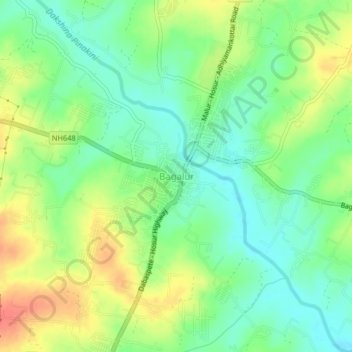 Carte topographique Bagalur, altitude, relief