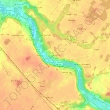 Carte topographique Chatilllon, altitude, relief