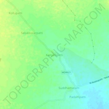 Carte topographique Kanjampatti, altitude, relief