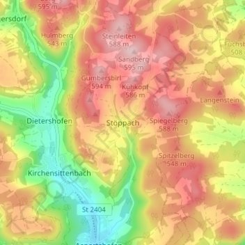 Carte topographique Stöppach, altitude, relief