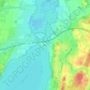 Carte topographique Stegen, altitude, relief