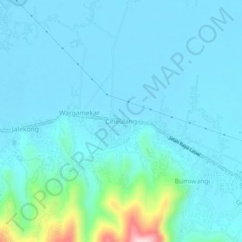 Carte topographique Ciheulang, altitude, relief