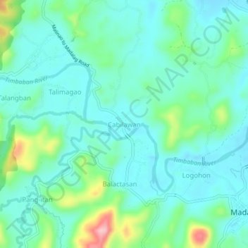 Carte topographique Cabilawan, altitude, relief