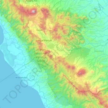 Carte topographique Gunung Raya, altitude, relief