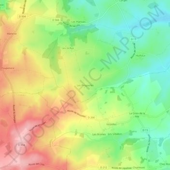 Carte topographique Les Pinguelles, altitude, relief