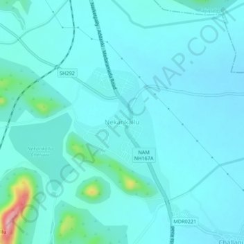 Carte topographique Nekarikallu, altitude, relief