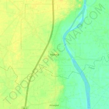 Carte topographique Mohna, altitude, relief