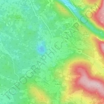 Carte topographique Štorje, altitude, relief