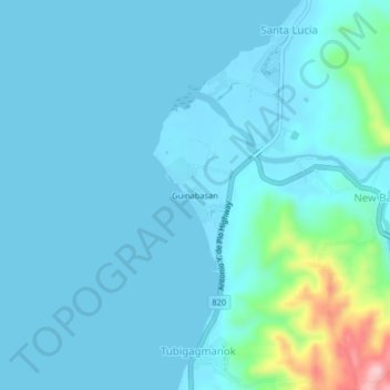 Carte topographique Guinabasan, altitude, relief