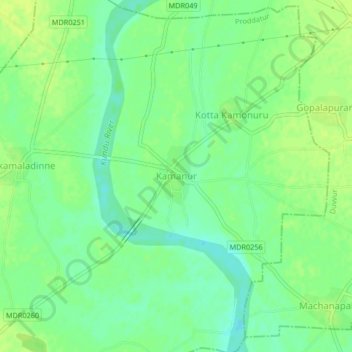 Carte topographique Kamanur, altitude, relief
