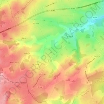 Carte topographique Aire, altitude, relief